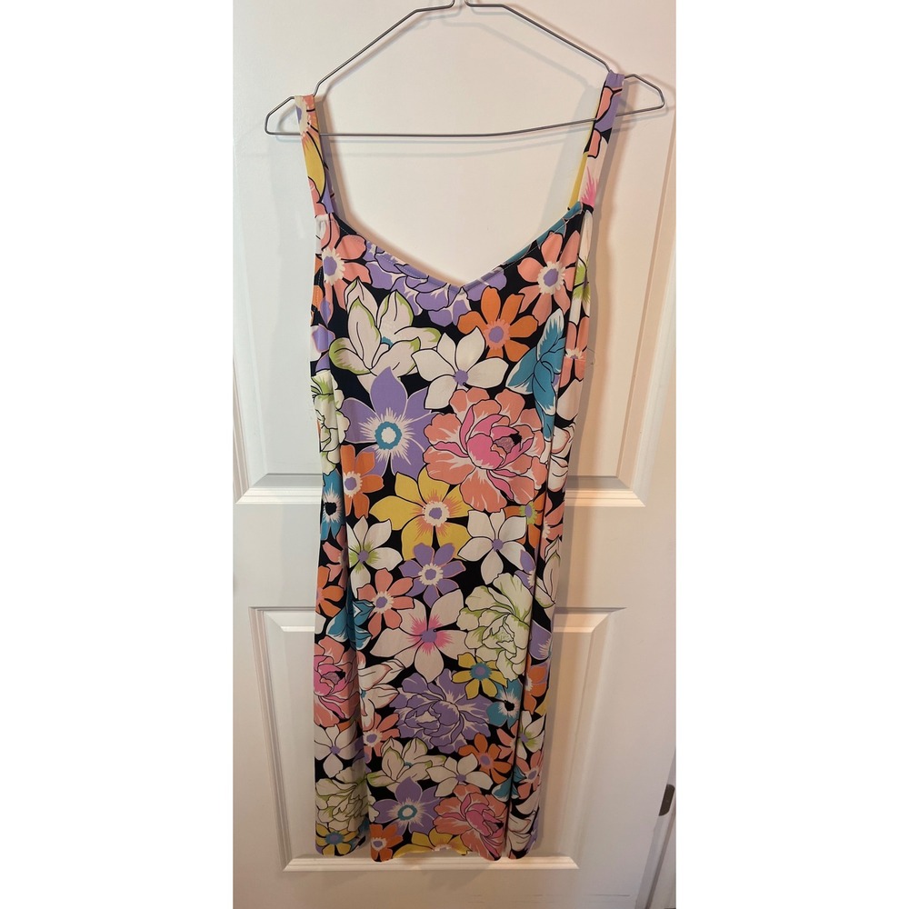 MSK Women Floral Midi Dress Large Scale Print Multicolor Size 1X